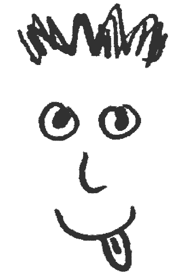 A doodle of a smiling face sticking their tongue out.